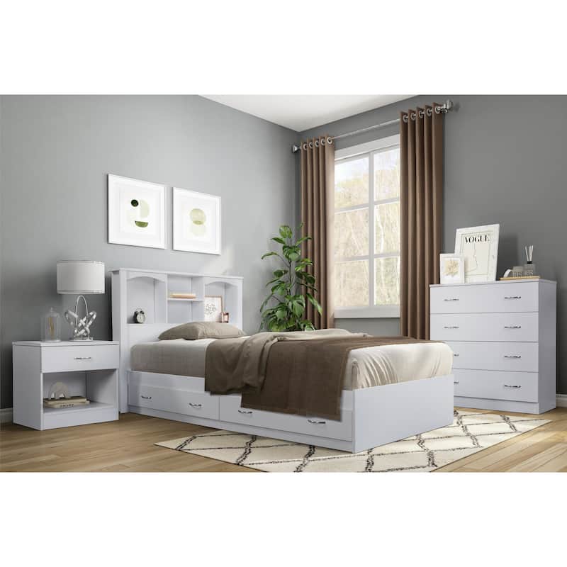 OS Home and Office Furniture Model 6002 One Drawer White Nightstand