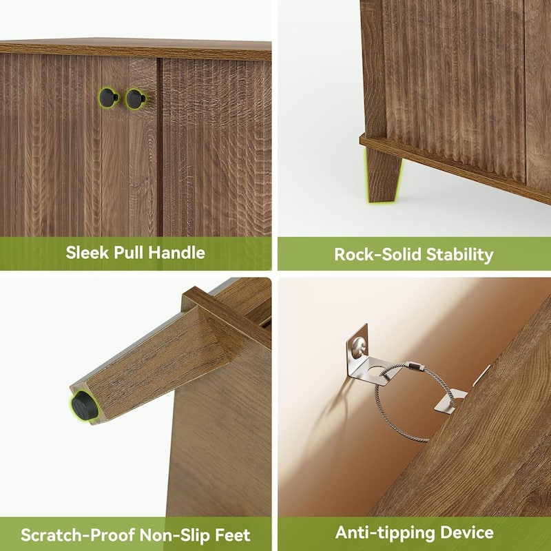 5-Tier Farmhouse Shoe Cabinet with 3 Adjustable & Removable Shelves for Entryway