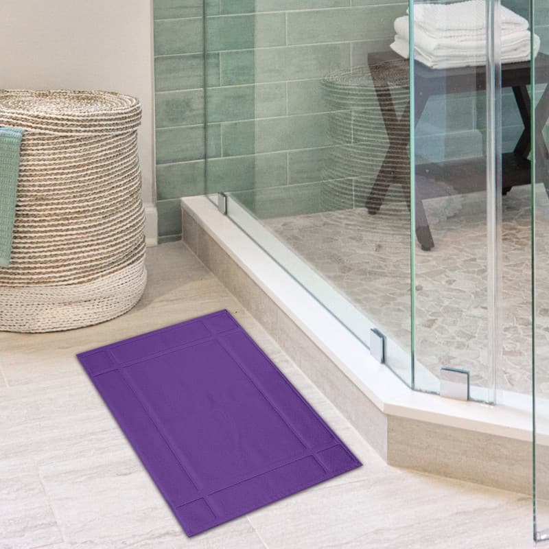 Bath Mat Pure Cotton 1350 GSM Soft Bath Mat by Ample Decor- 1 Pc - 24" X 17" - Purple