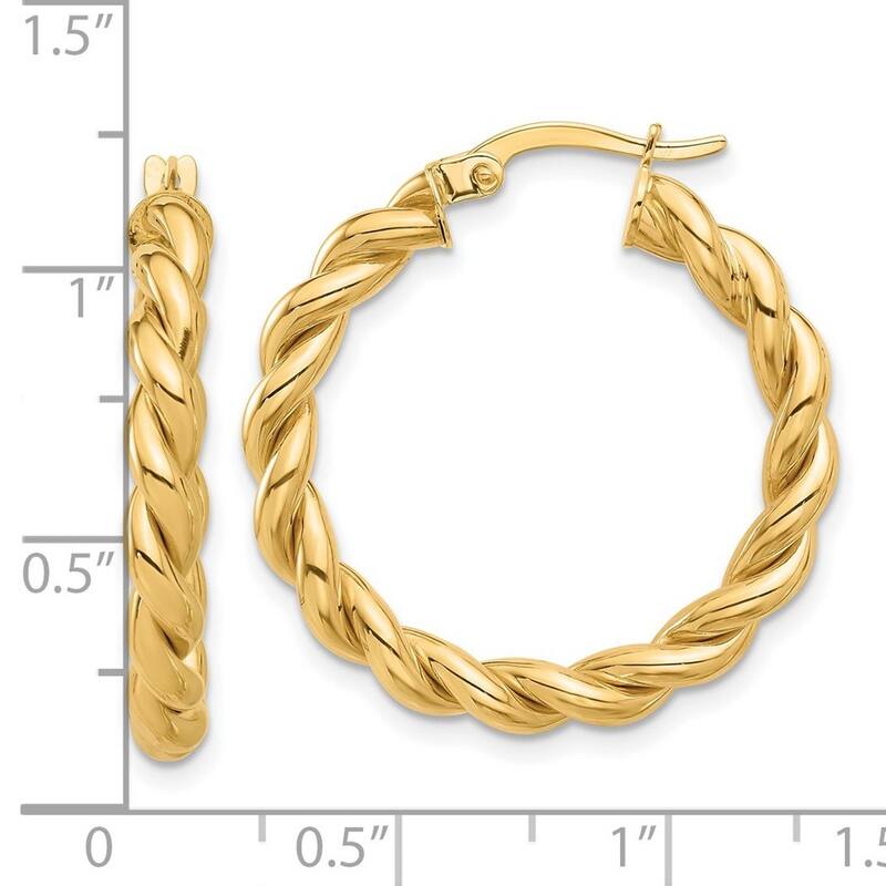 Curata 14k Yellow Gold Polished Twisted Hoop Earrings - 27.3x26.9mm