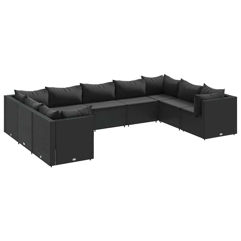 vidaXL Patio Lounge Set with Cushions Sectional Sofa Garden Backyard Poly Rattan
