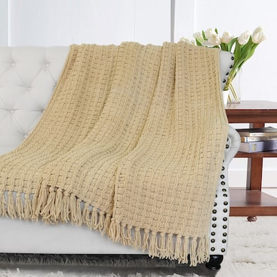 Space Yarn Solid Color Knitted Throw Blanket
