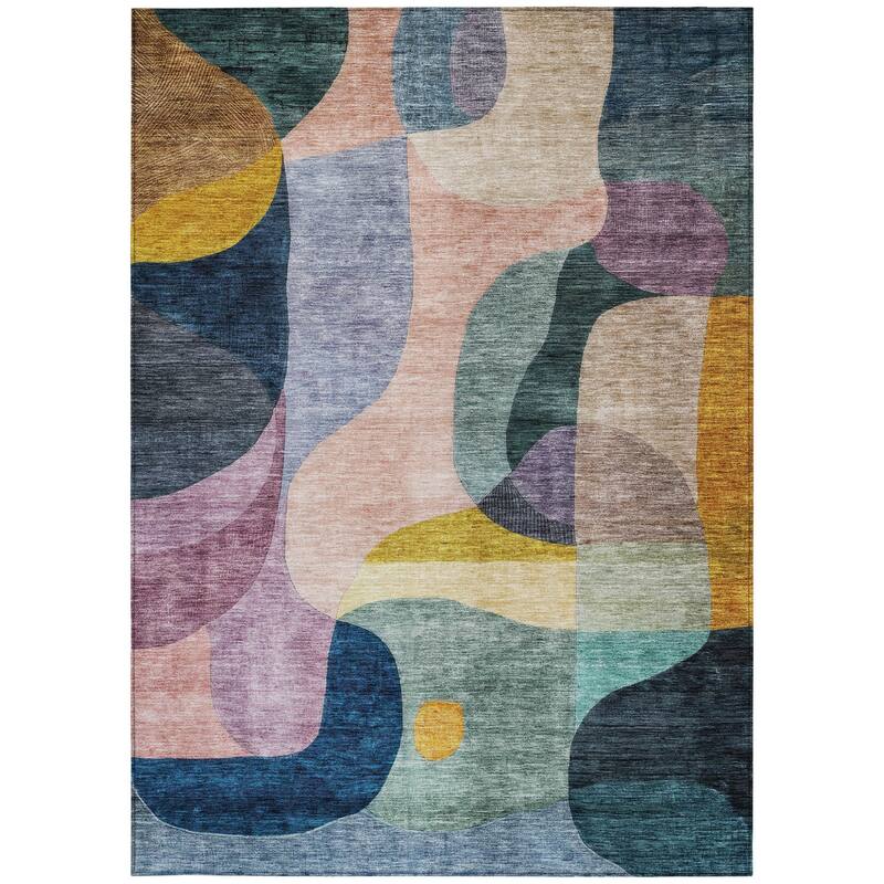 HomeRoots Abstract Transitional Rectangle Outdoor Rug