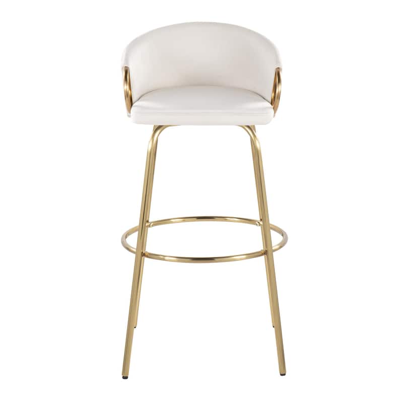 Lumisource Claire 30" Fixed-Height Bar Stool Gold Metal - Set of 2 - 19.5"Lx21"Wx38.25"H