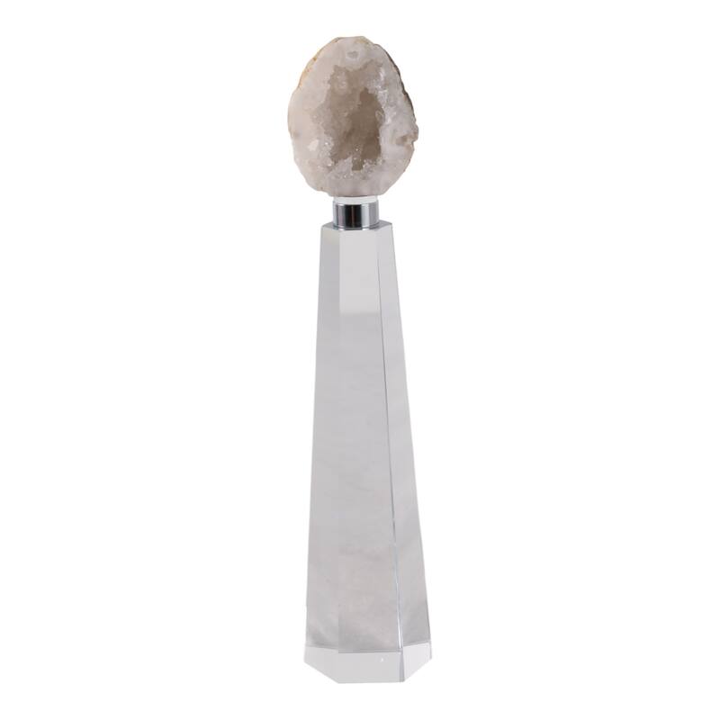 Crystal Stone Decorative Object Modern Geometric Glass Base Home Decor