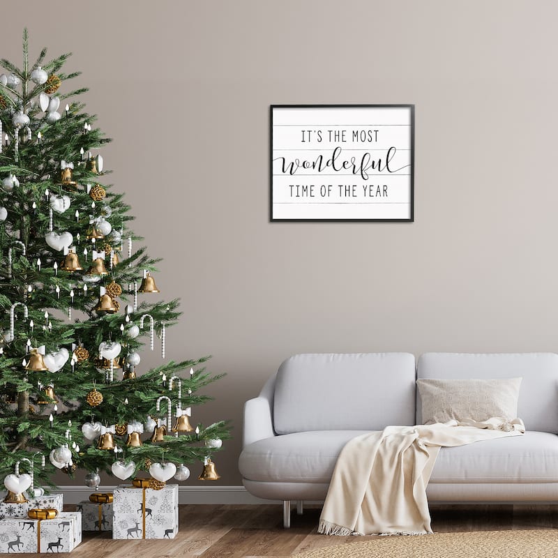 Stupell Holiday Most Wonderful Time Of The Year Framed Art, Design By Artist Lettered and Lined