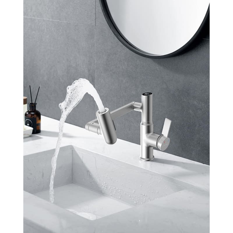 Lefton Rotatable Bathroom Faucet with Temperature Display in Fahrenheit (Batteries-Free), BF2204
