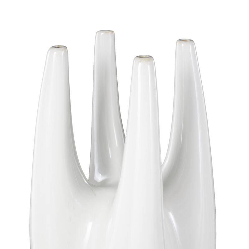 White Ceramic Decorative Vase with Multiple Openings