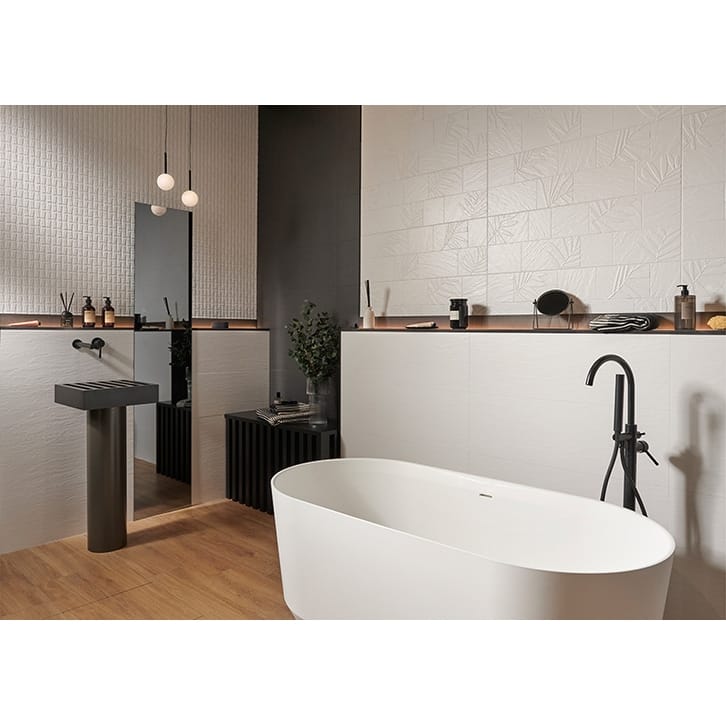 Apollo tile 12" x 36" Imprint Matte White Ceramic Tile (11.62 sq ft/case) - 4 Pack