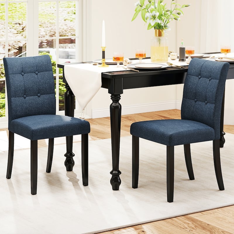 Gymax 4PCS Tufted Dining Chairs Upholstered Kitchen Armless Side