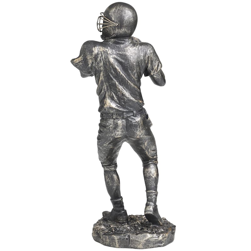Polystone Football Player Decorative Sculpture - Silver - Roche River Decor