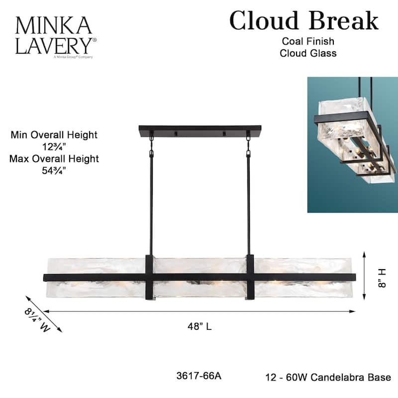 Minka Lavery 3617 Cloud Break 12 Light 48" Wide Linear Chandelier