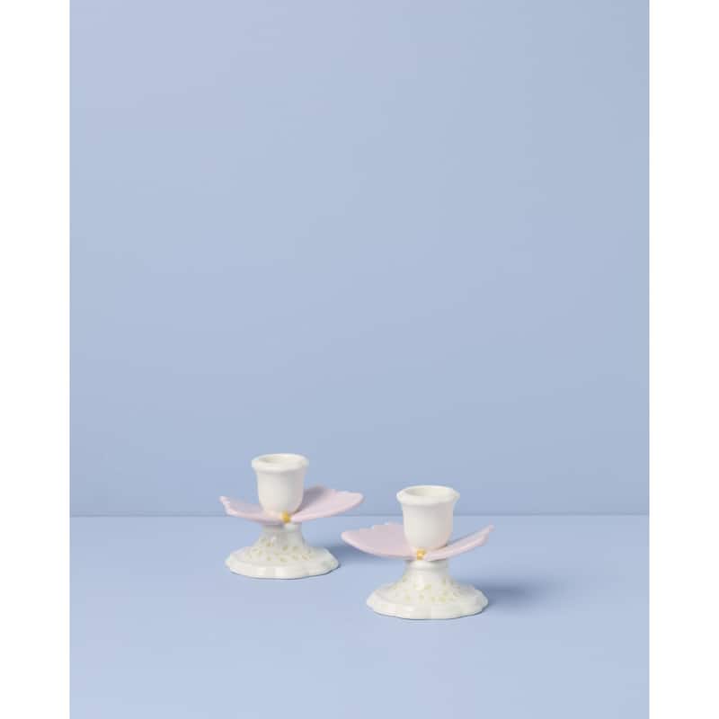 Lenox Butterfly Meadow Candlestick Holders, Set of 2 - 1.438" Round