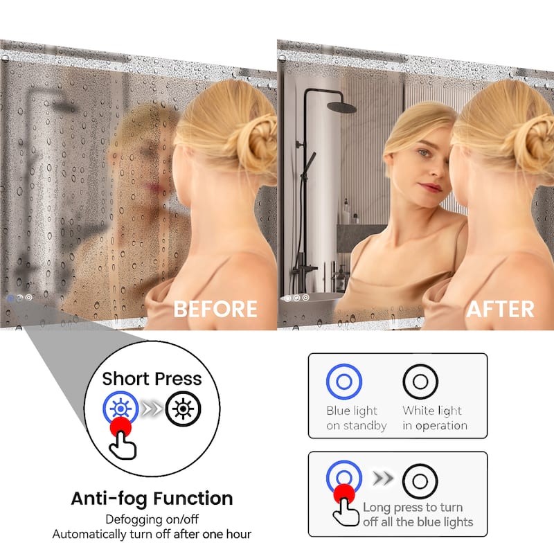 Topcraft LED Aluminum Framed Wall Mounted Bathroom Mirror