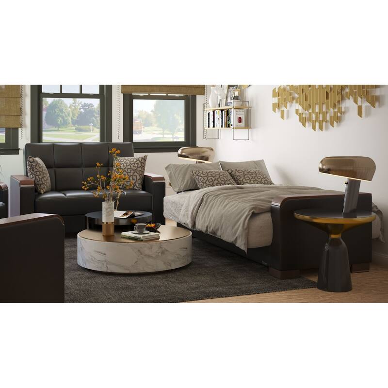 Collection Upholstered Convertible Loveseat With Storage
