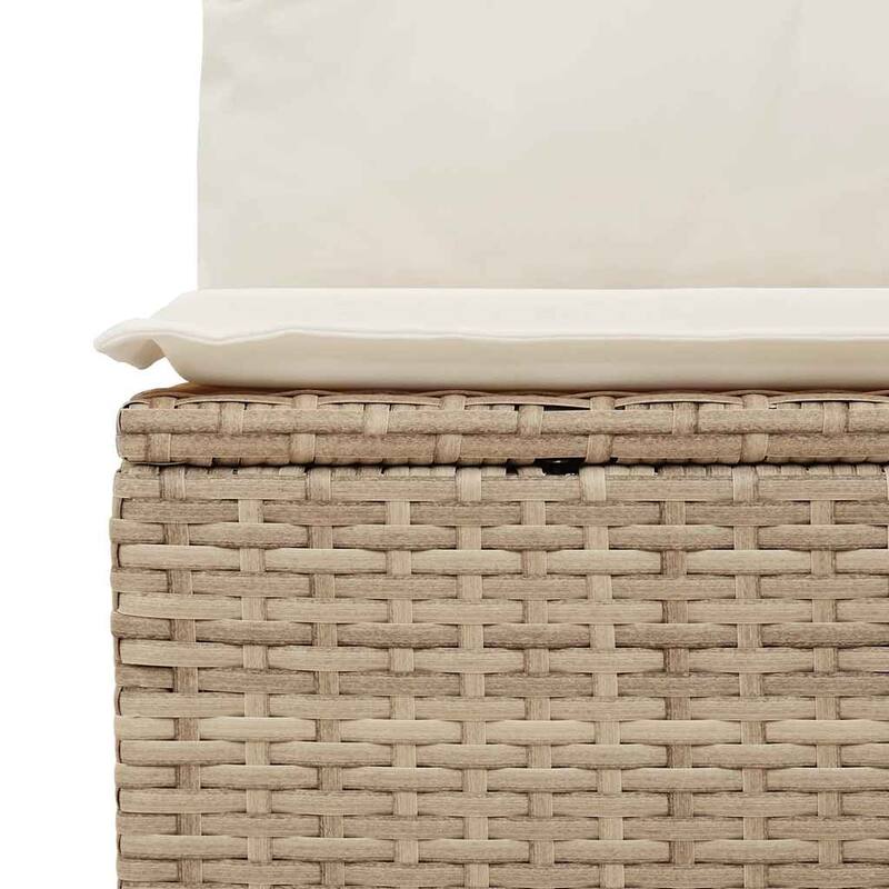 vidaXL Patio Sofa Set with Cushions Sectional Sofas 2 Piece Poly Rattan Acacia - 24.4 x 21.7 x 27.2