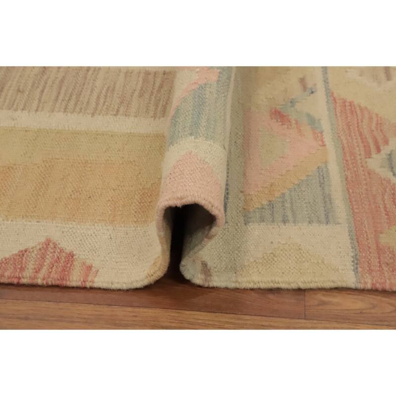 Hand Woven Oriental 100% Wool Carpet Southwestern Tribal Multi-Colored Kilim Runner Rug - 8' 1'' X 2' 1''