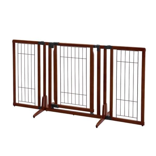 Richell Premium Plus Freestanding Pet Gate Cherry Brown 34 63 X 20 5 26 X 32 Overstock 25567474