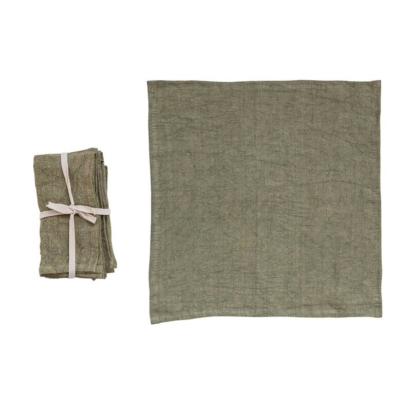 Stonewashed Linen Dinner Napkins - Olive