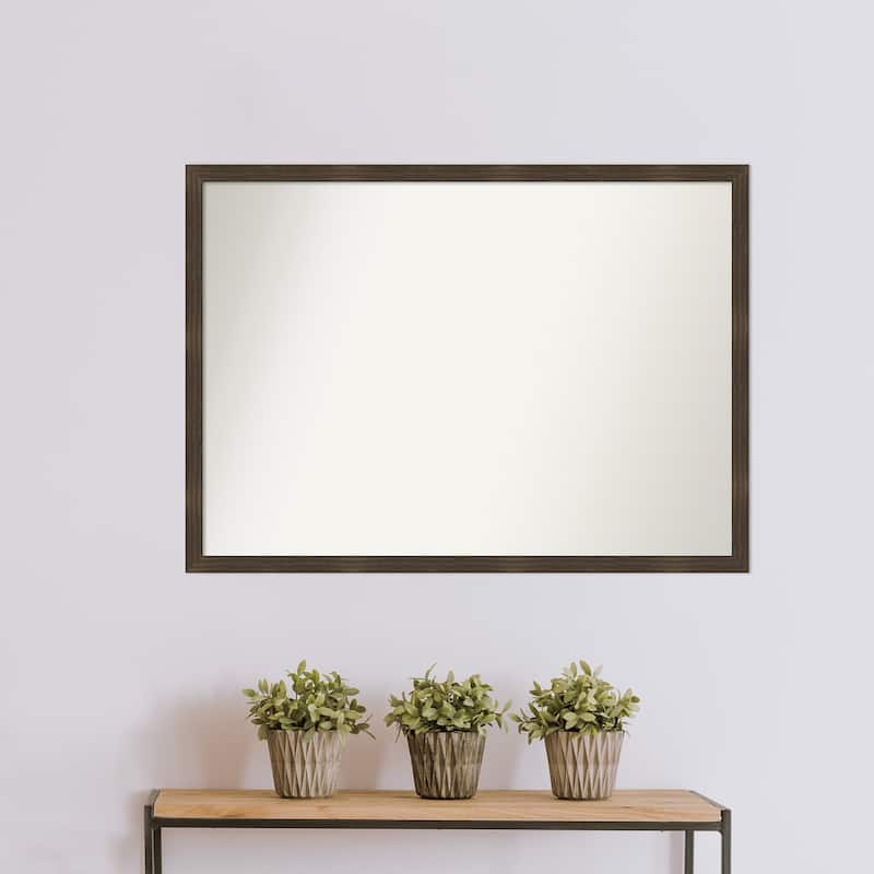 Woodgrain Stripe Non-Beveled Wood Framed Wall Mirror