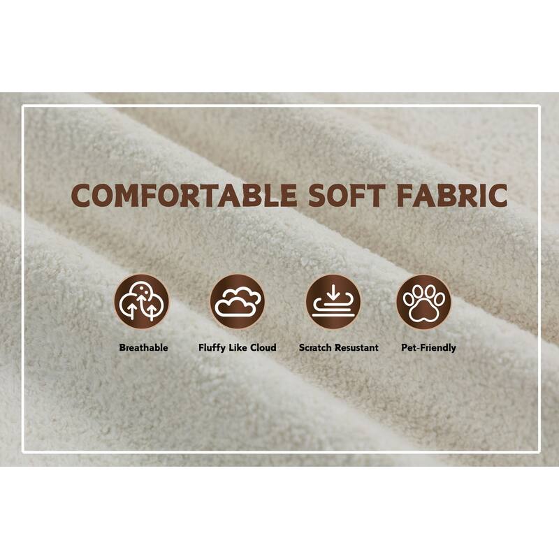 96" Full-Foam Modular Boucle Sectional Sofa, 2-Piece Low-Profile Couch with Rounded Arms