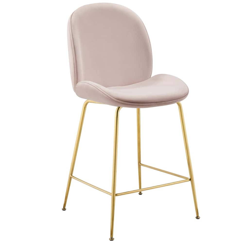Scoop Gold Stainless Steel Leg Performance Velvet Counter Stool - N/A