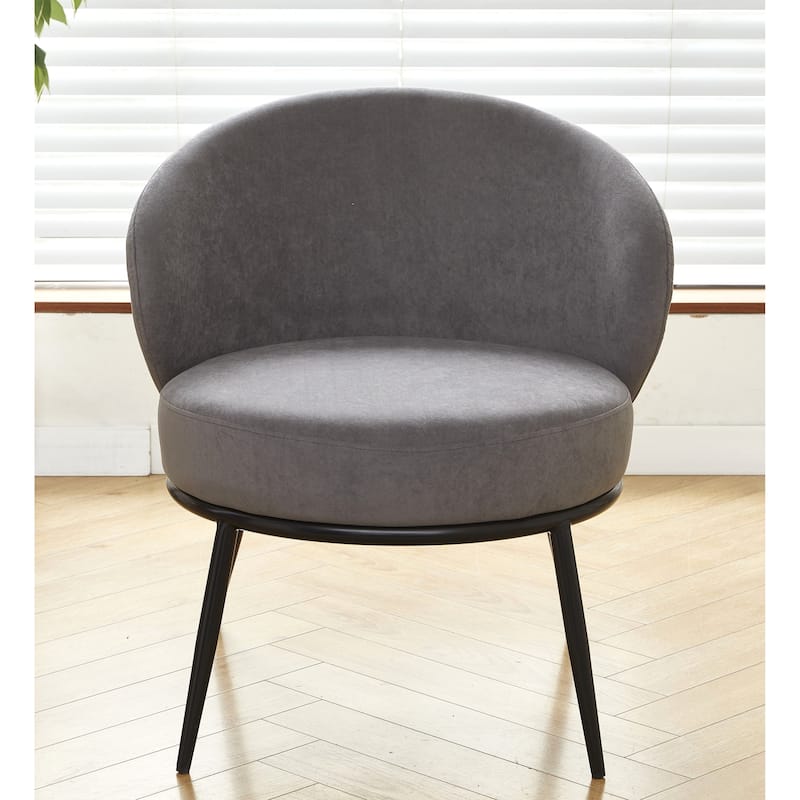 Mid Century Velvet Upholstered Living Room Accent Chair - Grey