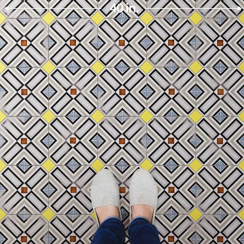 Merola Tile Vaudeville Octagon Deco Ritter with Taco Lima 7-7/8" x 7-7/8" Porcelain Floor and Wall Tile