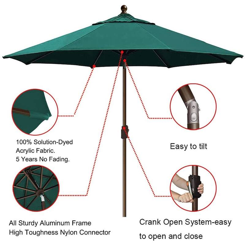 Tradesparker Multicolor Sunbrella 9ft/10x6.5ft Patio Market Outdoor Table Umbrella