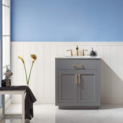 Altair Ivy Single Bathroom Vanity Set and Carrara White Countertop without Mirror