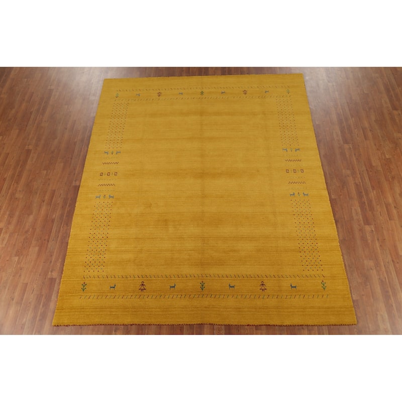 Tribal Yellow Gabbeh Indian Rug Hand-Knotted Oriental Wool Carpet - 8'4"x 10'0"