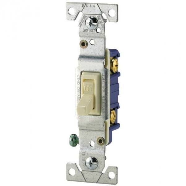 Cooper Wiring 1301 7v Single Pole Grounding Toggle Switch Ivory 15 Amp