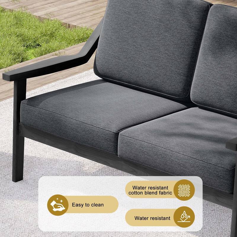 Outdoor Teak Wood Slat Back Patio Loveseat Sofa