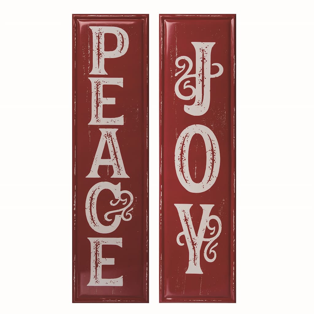 Transpac Metal Joy/Peace Wall Decor Set of 2 Christmas Home Decorations