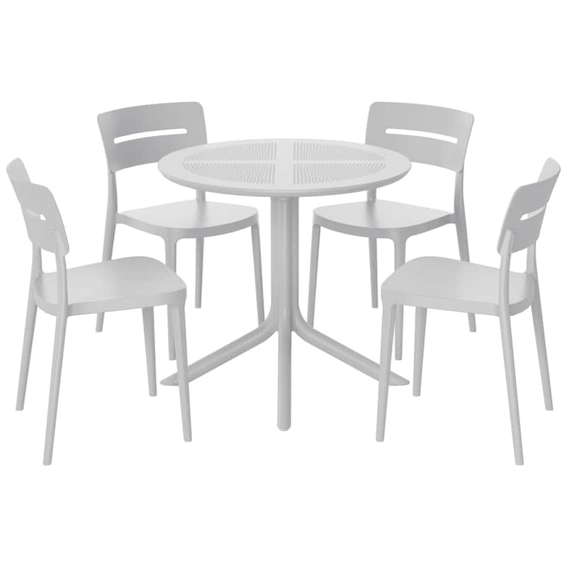Frond and Form 4-Person Outdoor Round Dining Set - Gray