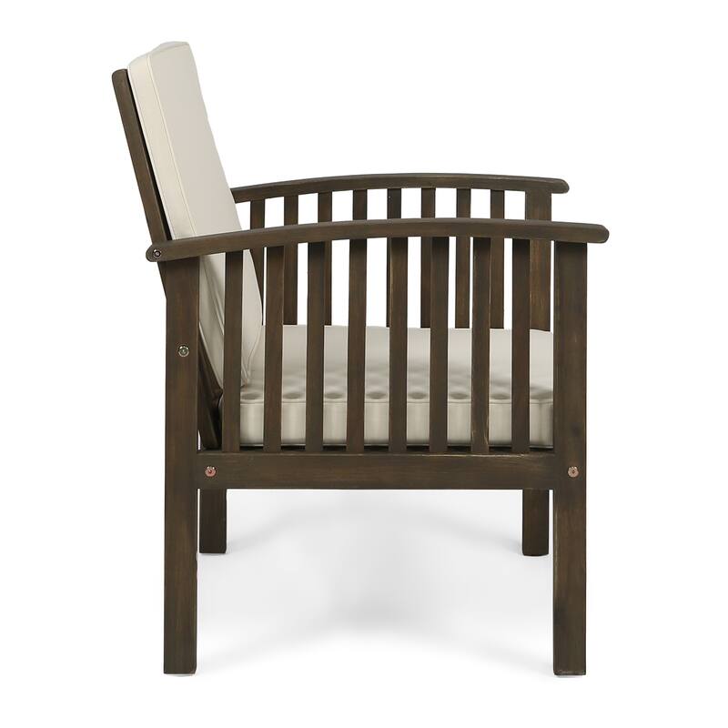 Christopher Knight Home - Zed 3 Piece Patio Acacia Wood and Waterproof Fabric Conversation Set.