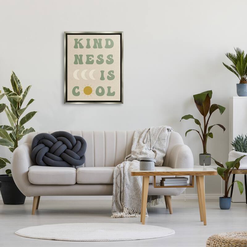 Stupell Kindness Is Cool Phrase Framed Floater Canvas Wall Art Design by Daphne Polselli