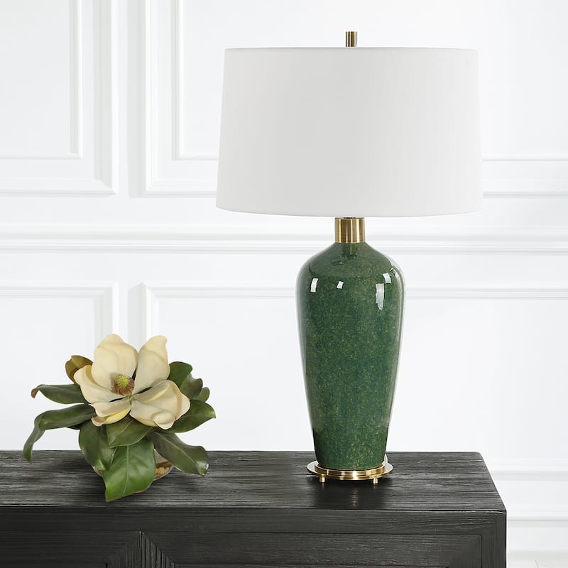 Uttermost Verdell Green Table Lamp - 29"H,   Shade 10"H x 17" Dia.