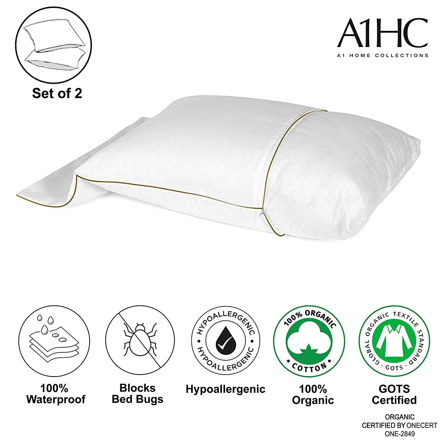 Hypoallergenic Dust Mite Proof Zippered Pillow Covers Home Fashion Designs 2 Pack 100/% Cotton Percale Allergy Control Pillow Protectors King