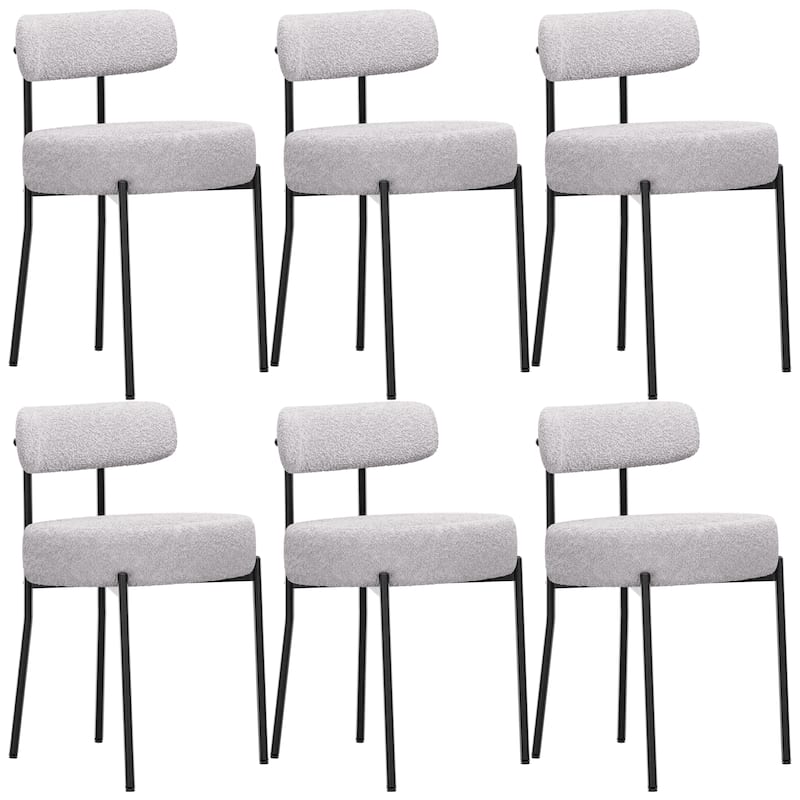XINMICS Upholstered Boucle Dining Chairs with Black Metal Legs