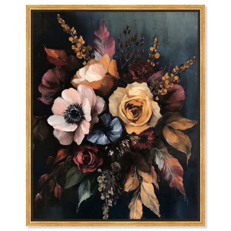 Velvet Night Bloom II Canvas by Art Remedy - 24" x 30" - Gold