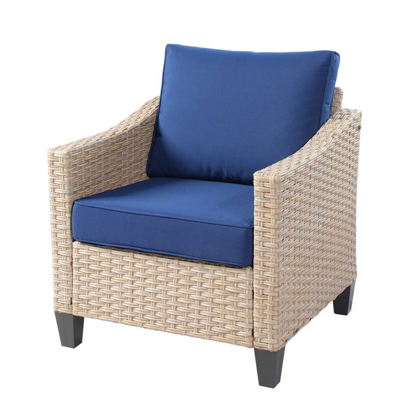 HOOOWOOO 5-piece Outdoor Patio Furniture Rattan Chat Set with Fire Pit Table