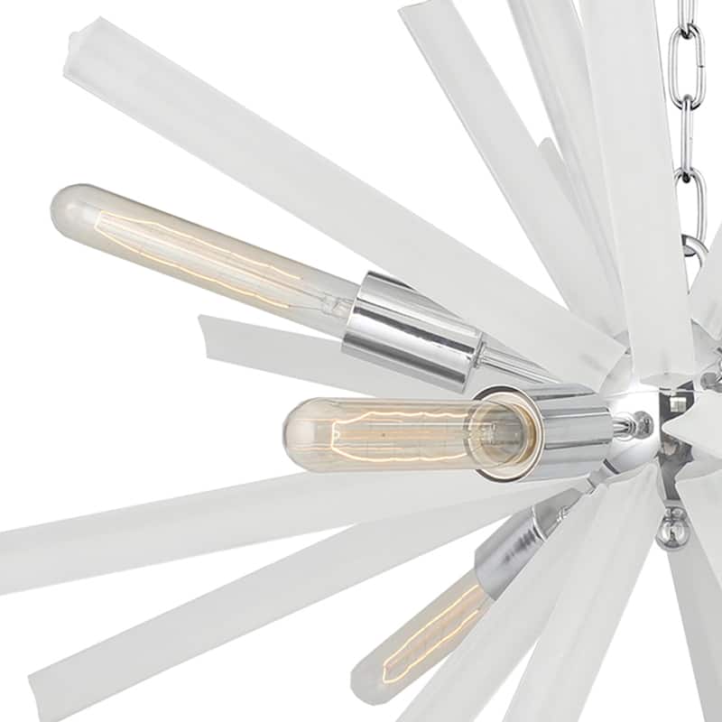 Currier 9 Light Sputnik Chandellier in Chrome and White Crystals - White