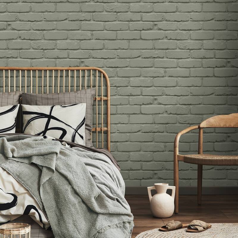 Fine Decor Alpin Sage Painted Brick Wallpaper