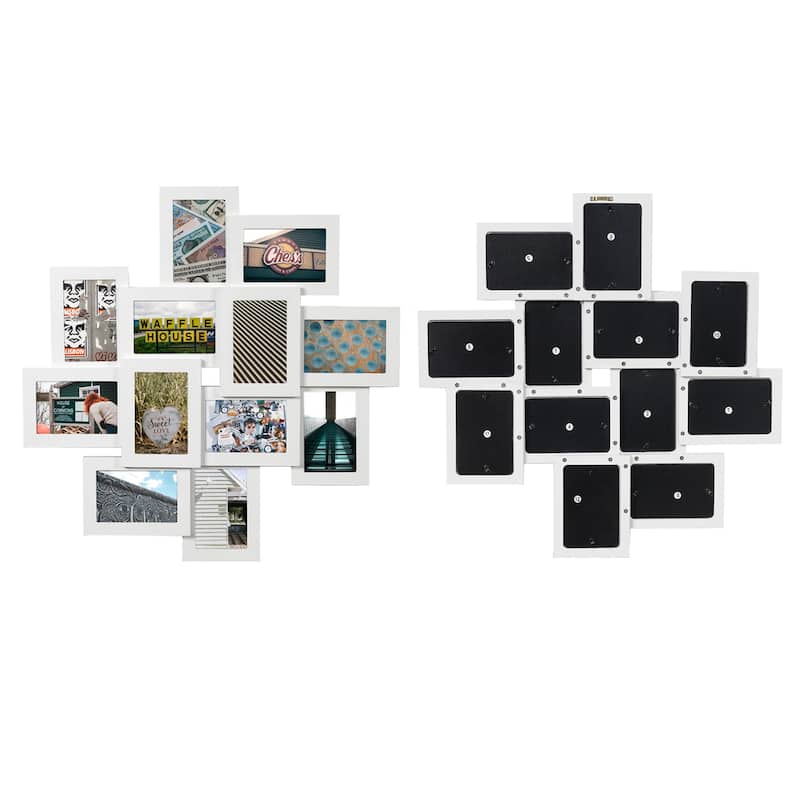 Adeco White Wall Collage Frame with Twelve 4x6-inch Openings