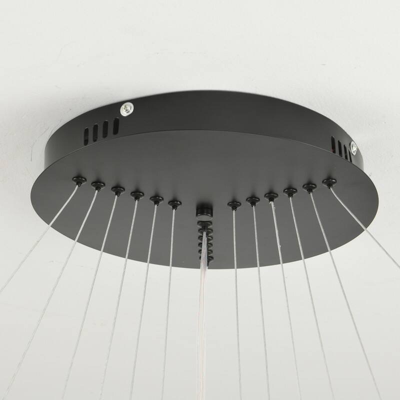Modern Ring LED Chandelier Ring Adjustable Ceiling Light with Remote Control for High Ceilings