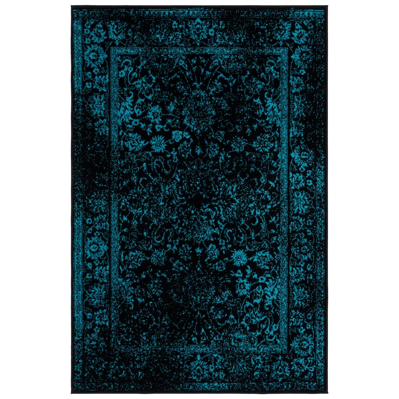 SAFAVIEH Adirondack Sian Rustic Oriental Medallion Rug - 4' x 6' - Black/Teal