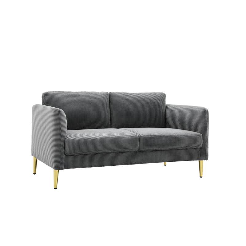 US PRIDE FURNITURE 60.63" W Mid-Century Corduroy Fabric Loveseat - Grey