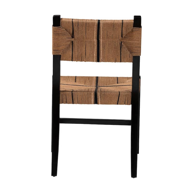 Prita Bohemian Paper Loom and Black Mahogany Wood Dining Chair