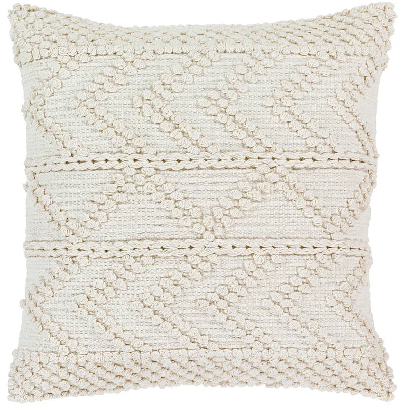 Artistic Weavers Nadra Textured Chevron Bohemian Pillow - White - 22"H x 22"W - Cover Only